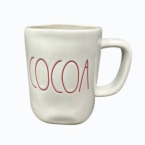 Rae Dunn COCOA Mug Coffee Cup Magenta Ceramic Christmas Farmhouse Holiday Red